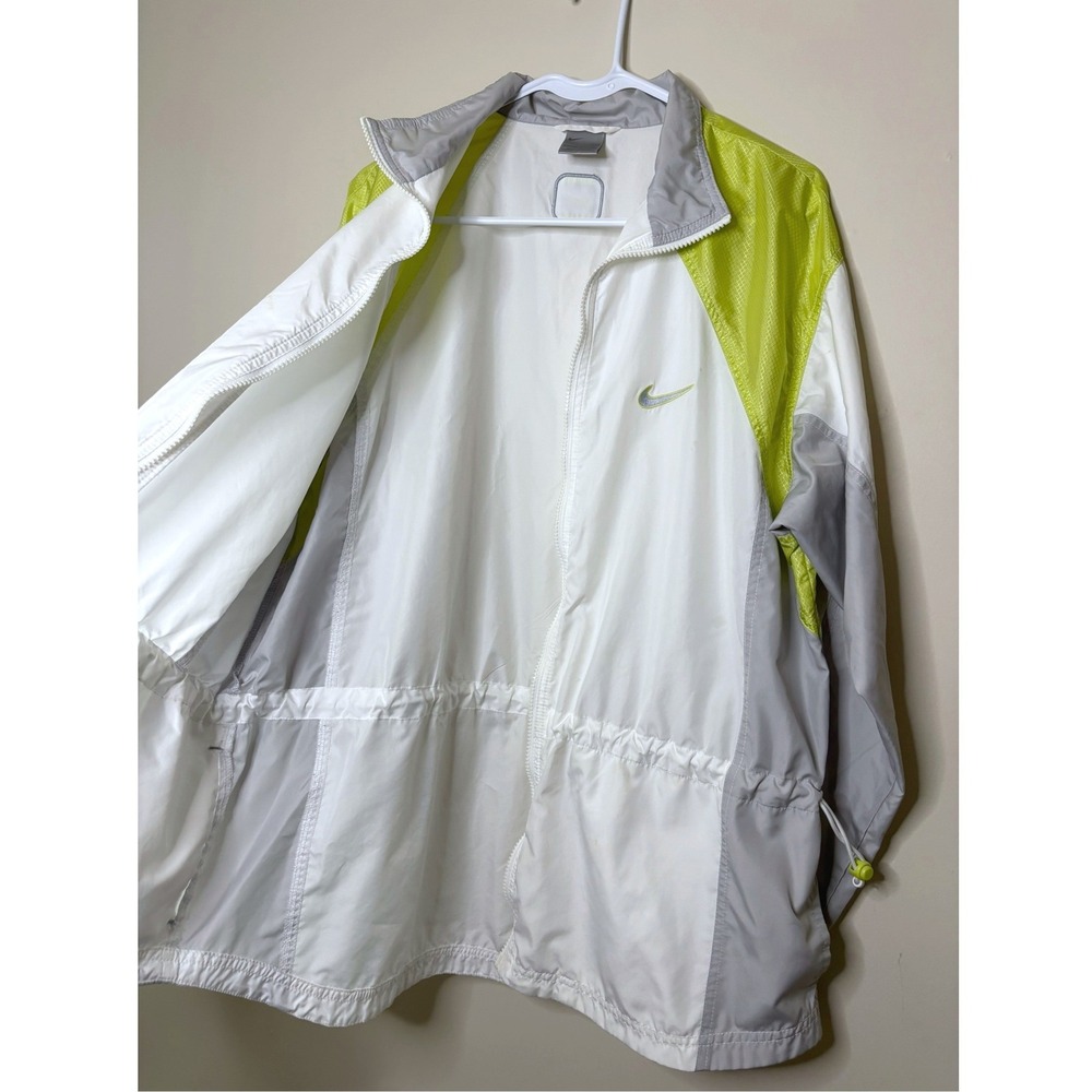 Nike Colorblock Windbreaker Jacket FLAW Y2K White Grey Lime Green Womens Large
